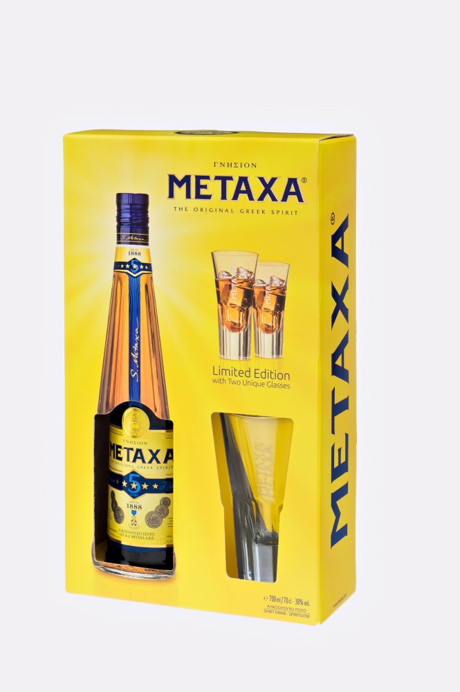 Metaxa 5* 0,7l 38% + 2x sklo GB