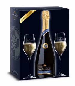 Bohemia Sekt Prestige Brut + 2x sklo Jakostní šumivé víno bílé 0,75l 12,5% + 2x sklo GB