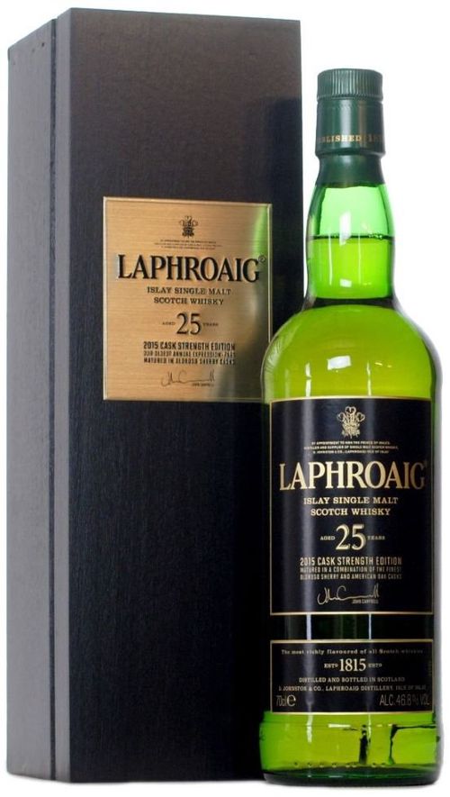 Laphroaig Cask Strength 25y 0,7l 46,8% Dřevěný box / Rok lahvování 2015