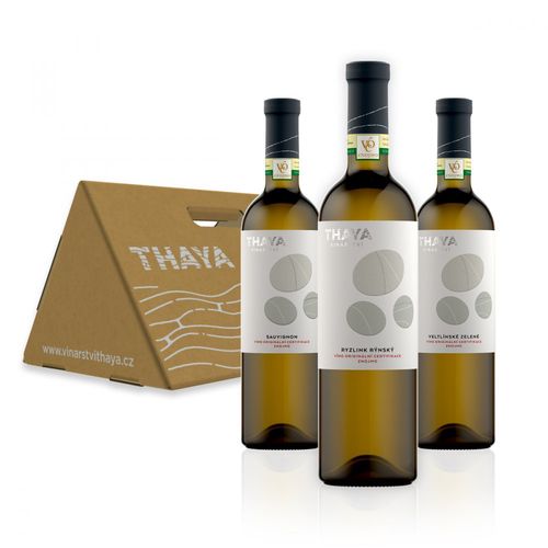 THAYA dárkový box STŘECHA - bílá vína VOC Znojmo 2019 3×0,75l GB